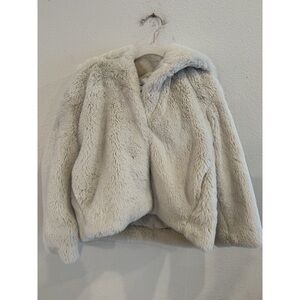 Zara Cream Faux Fur Hooded Jacket Kids Size 6-7